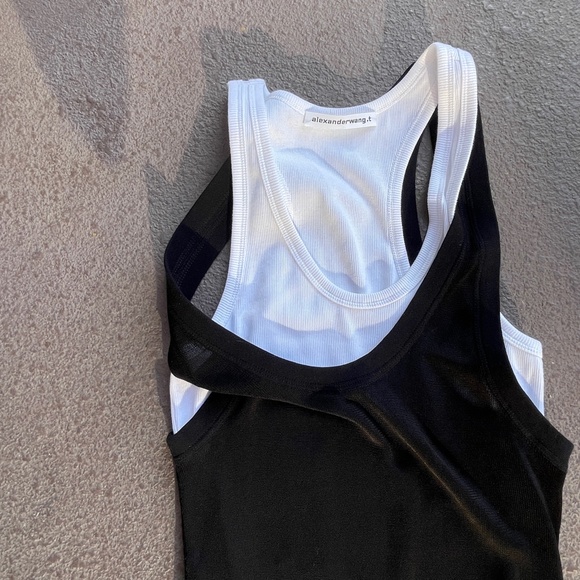 ALEXANDER WANG.T Layered Ribbed Jersey and Stretch-Knit Mini Tank Dress MEDIUM - Picture 11 of 14